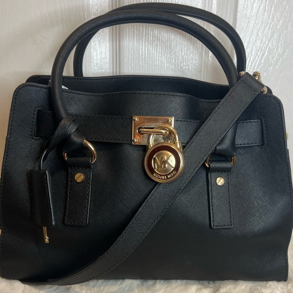 MICHAEL KORS HAMILTON LEATHER SATCHEL - Picture 1 of 15